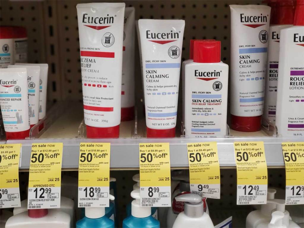 Eucerin Skin Calming Cream on a shelf 