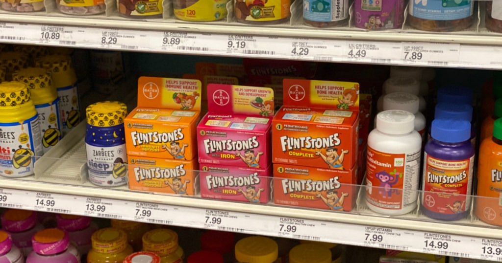 Flintstones vitamins on shelf at target