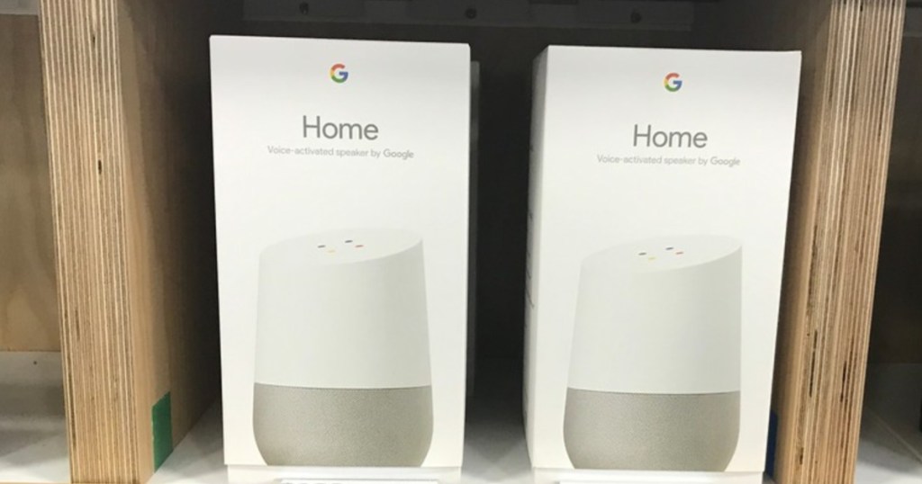 two boxes of google home speakers