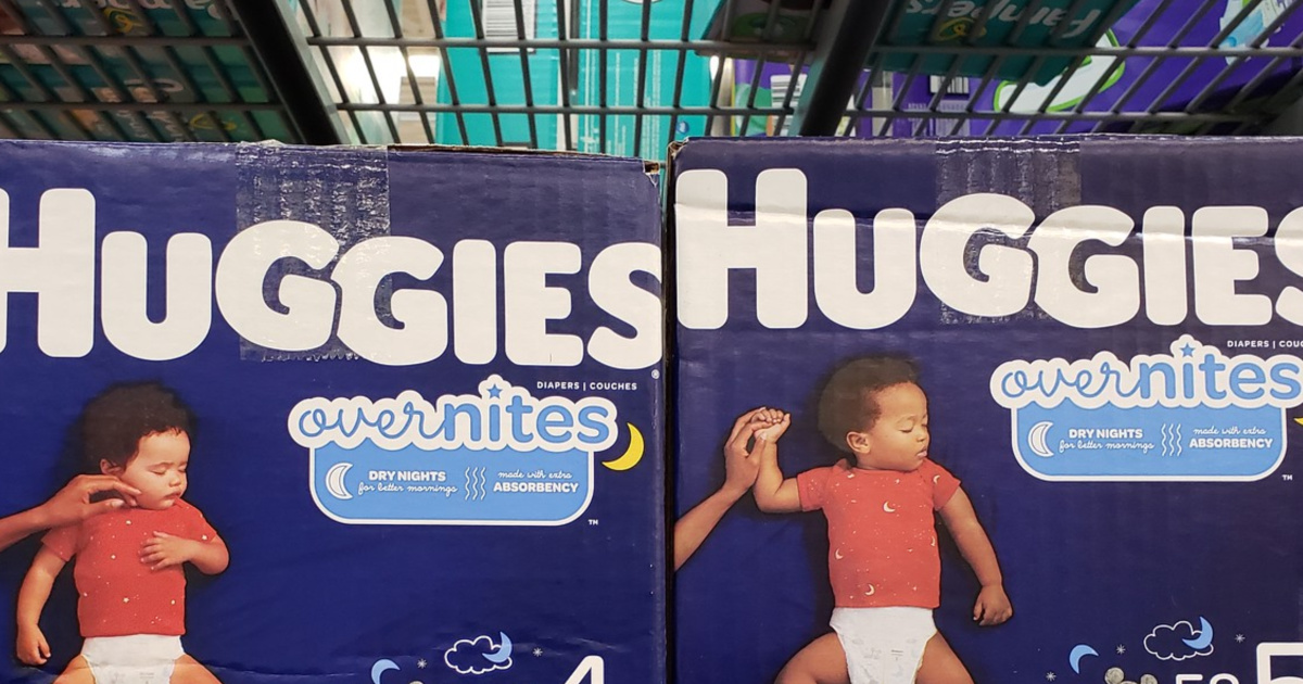 huggies overnites boxes on store shelf