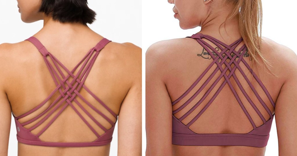 lululemon free to be strappy bra compared to amazon dupe