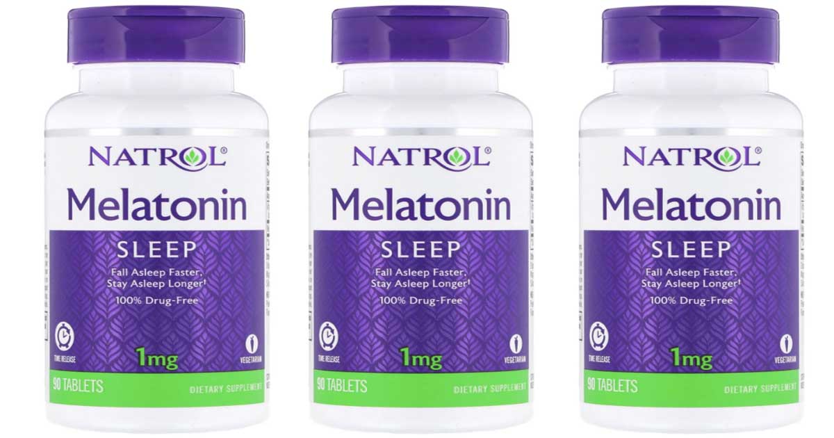 stock images of Natrol Melatonin Time Release Tablets 90-count bottles