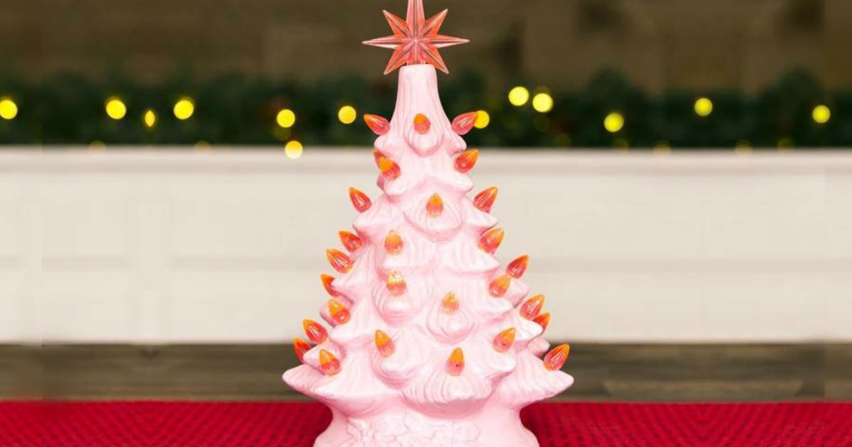 small pink ceramic christmas tree