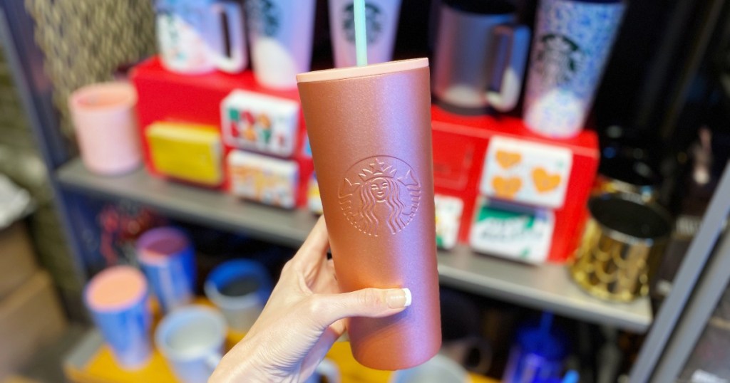Pink Starbucks tumbler with straw