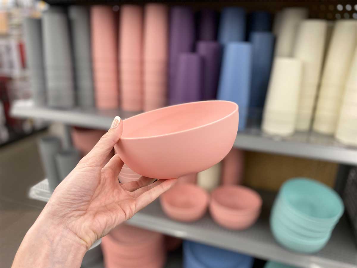 woman holding a Mainstays 38oz bowl in a store