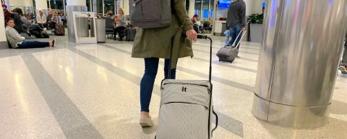 pushing carryon airport