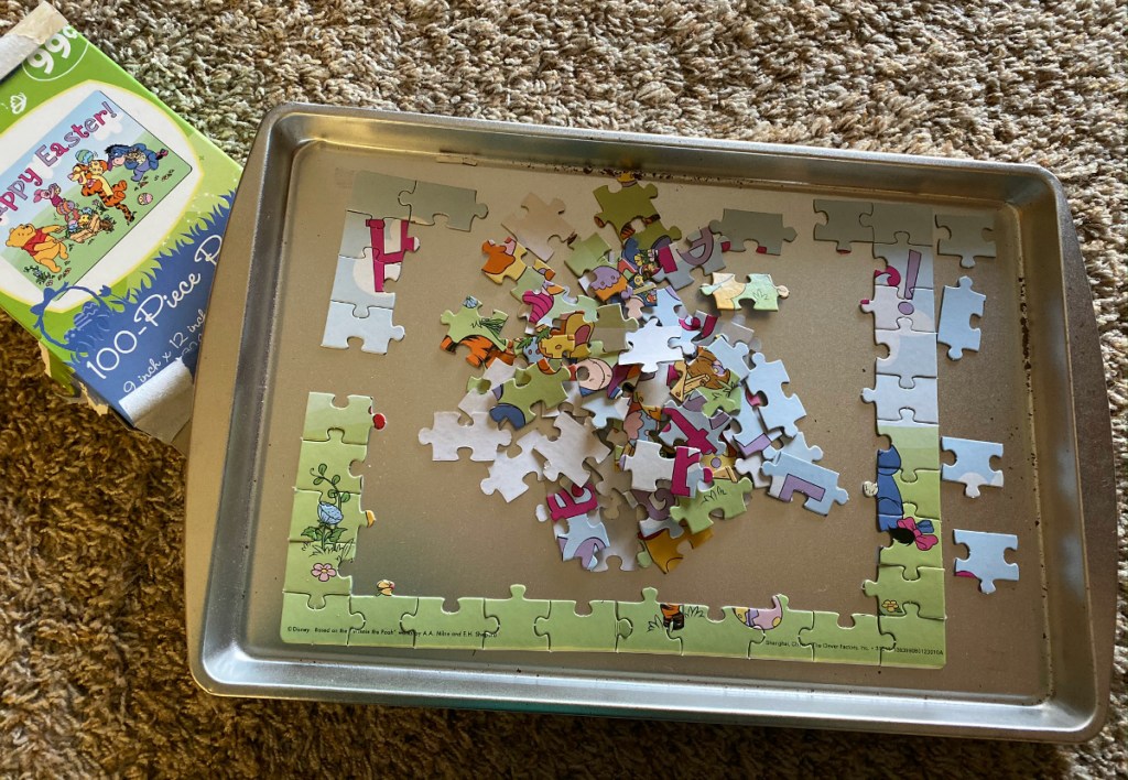 puzzle on dollar store tray