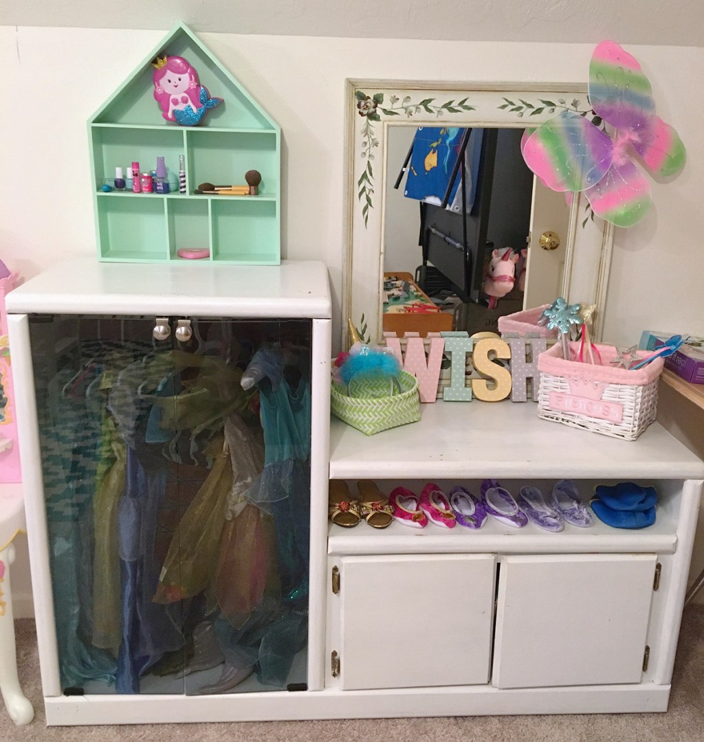children's dress up area with costumes