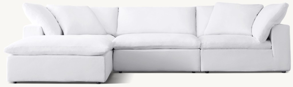 stock photo of white restoration hardware cloud couch