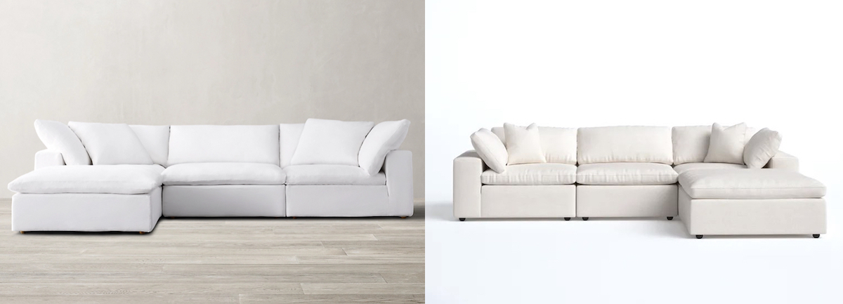 stock photos of two white couches - restoration hardware copycat items