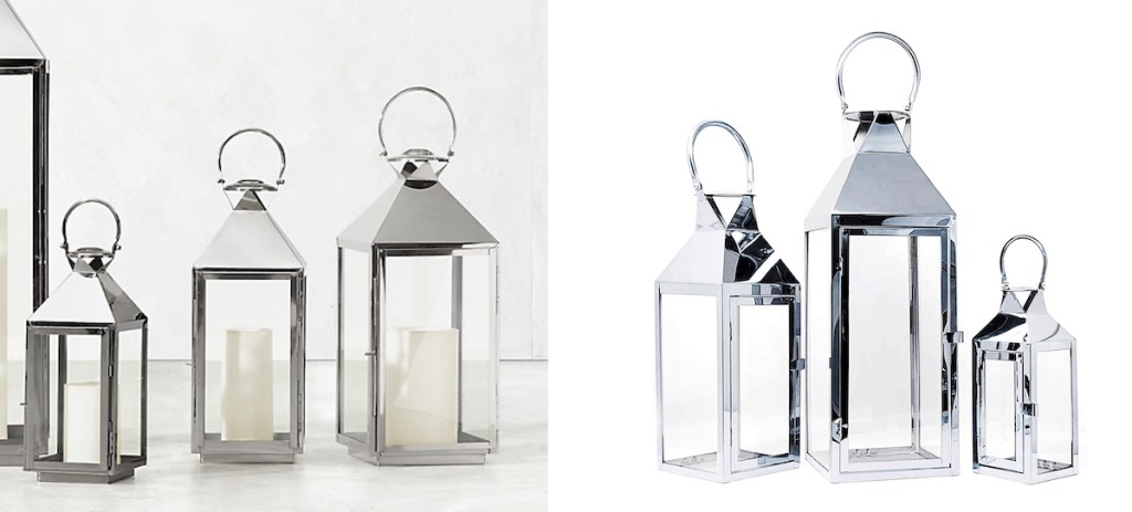 side by side of outdoor silver lanterns