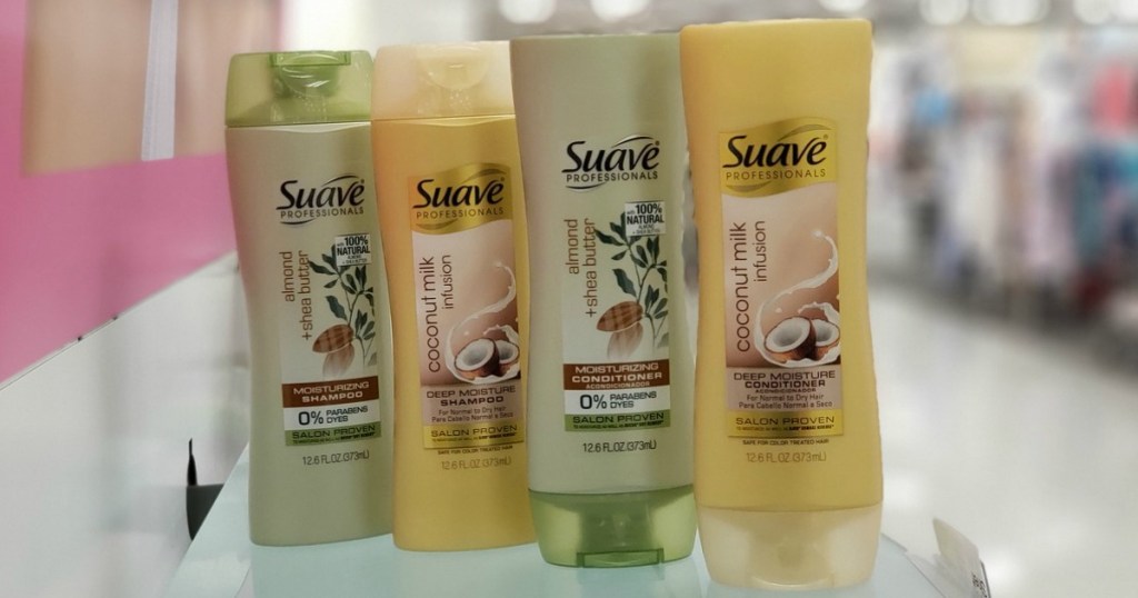 shampoo and conditioner on display in a store