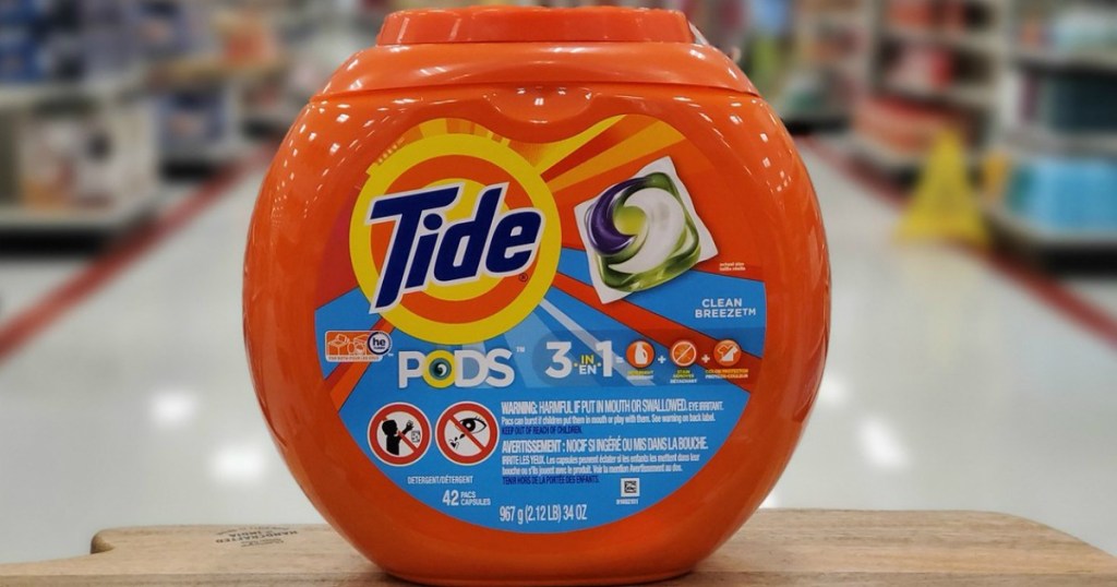 laundry pods on display in a store