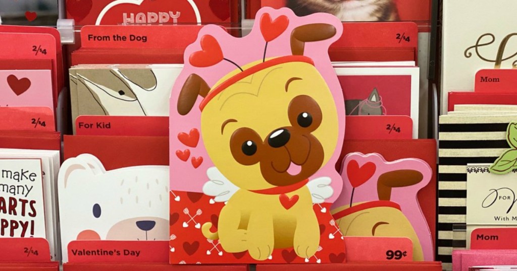 hallmark valentine's day cards on display in a store