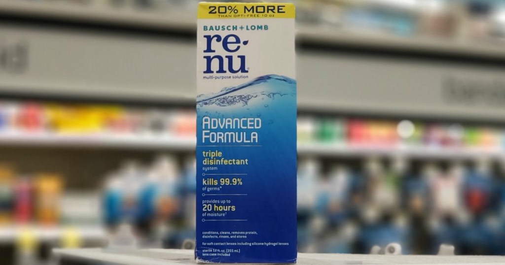 contact lens solution on display in a store