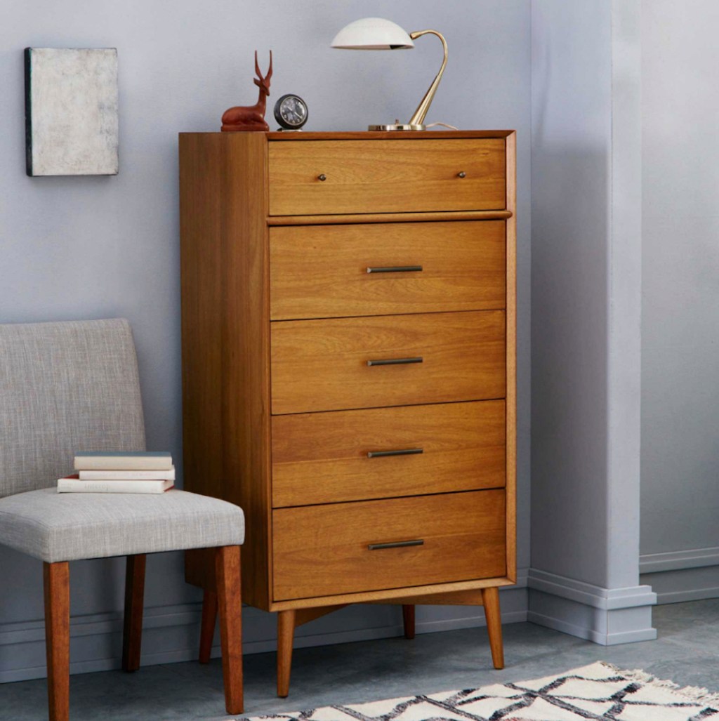 tall wood mid century modern dresser
