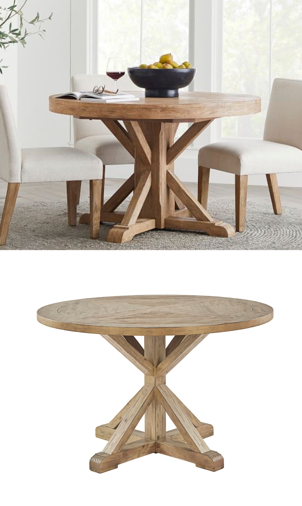 comparison of two wood dining room tables 