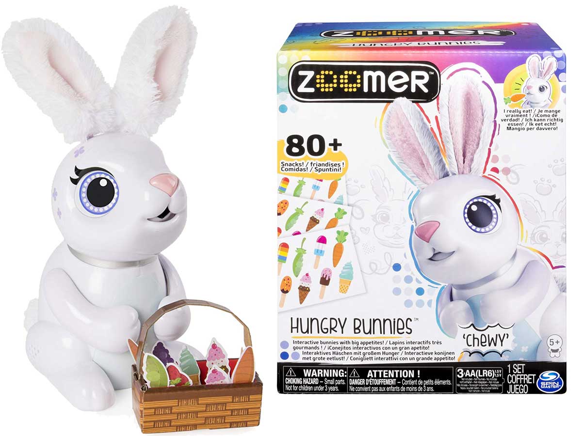 NEW....Zoomer  Hungry Bunnies Chewy Interactive White Robotic Rabbit 
