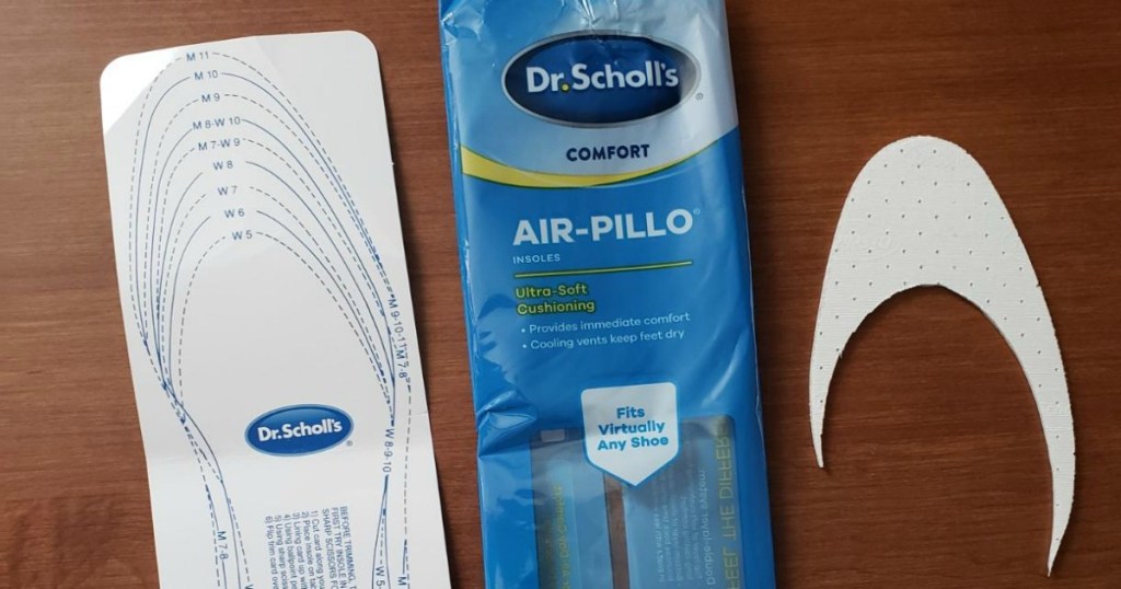 Air Pillo Insoles showing wrapper and trimmed part