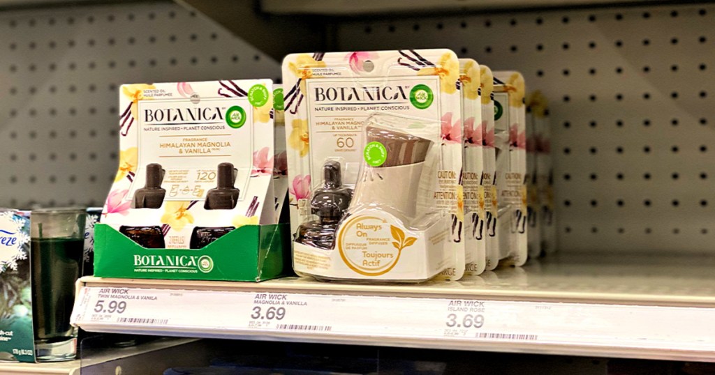 Air Wick Botanica Oil kit on shelf in Target