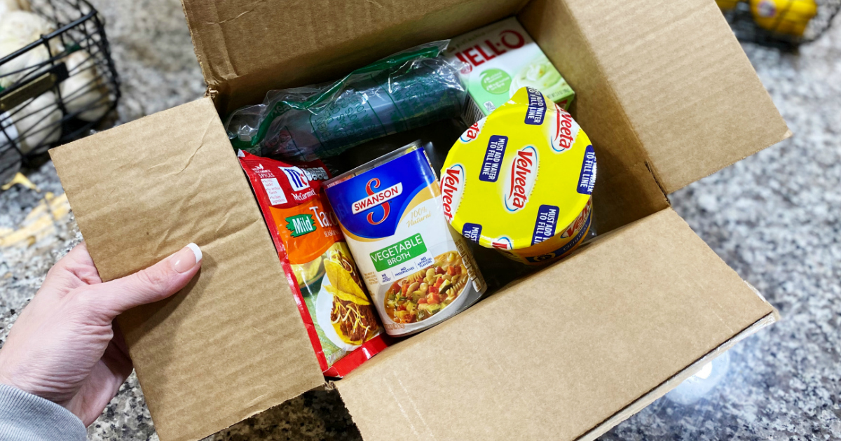 box of Amazon grocery deals