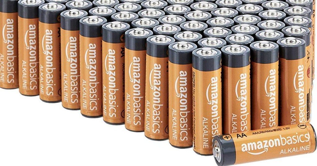 rows of AmazonBasics Batteries