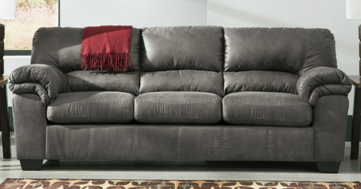 ashley signature leather brown sofa and loveseat reclining