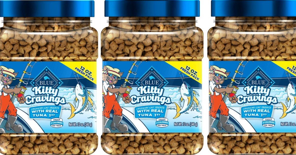 Blue Buffalo Kitty Cravings canisters in a row