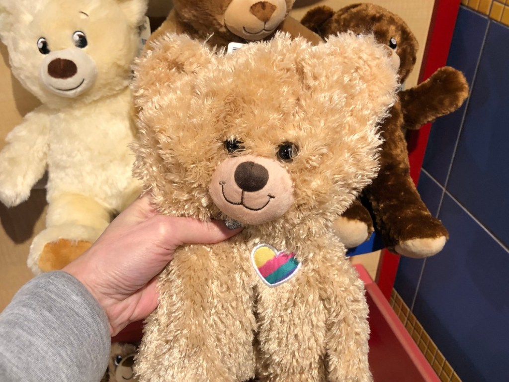 Hand holding Jason Mraz Bear at Build A Bear