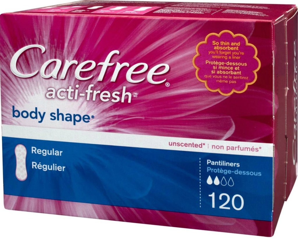 Large box of carefree panty liners