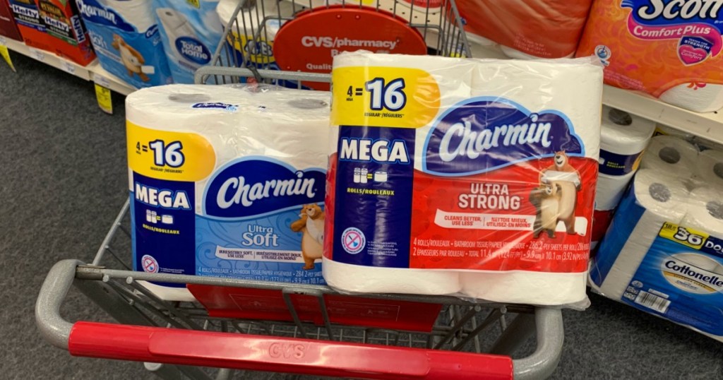 Charmin bath tissue in cart