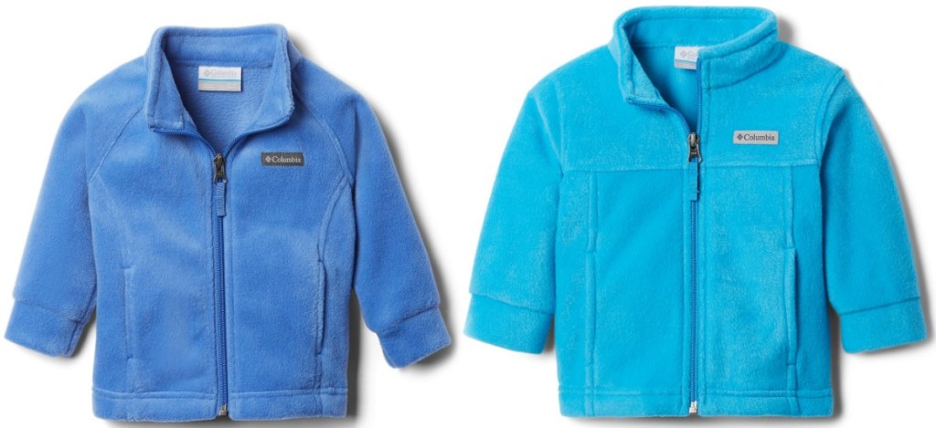 Two colors of fleece jackets for babies