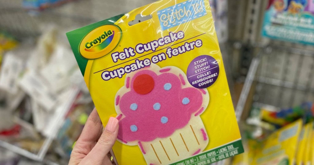 hand holding Crayola Felt Cupcake package at store