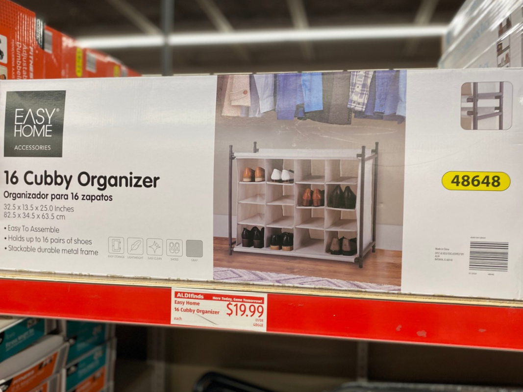 cubby organizer in box on store shelf