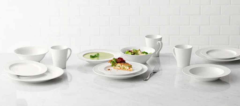 white dishes on table