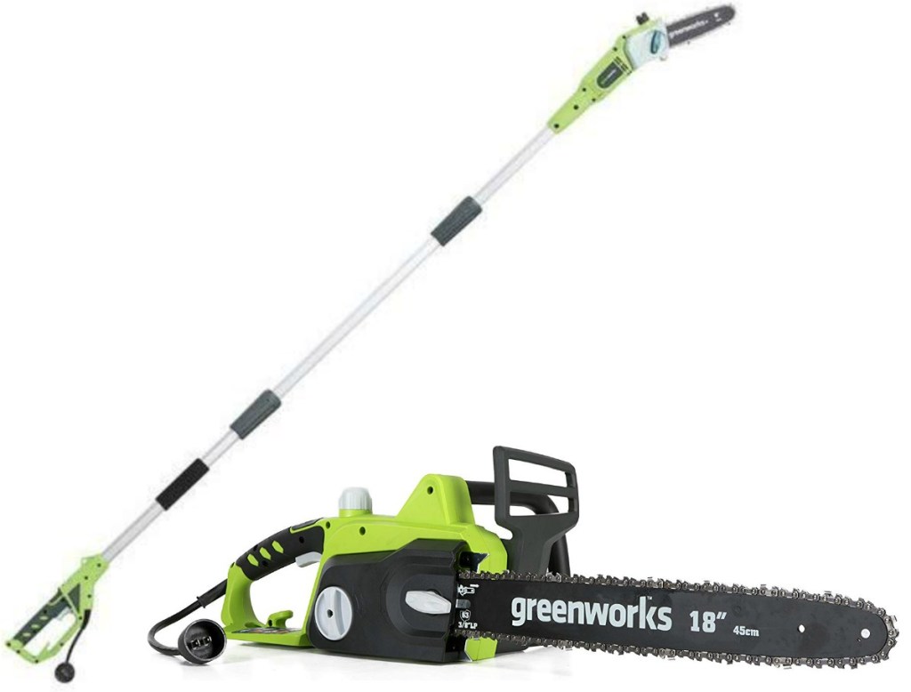 Two power tools in green for yard work