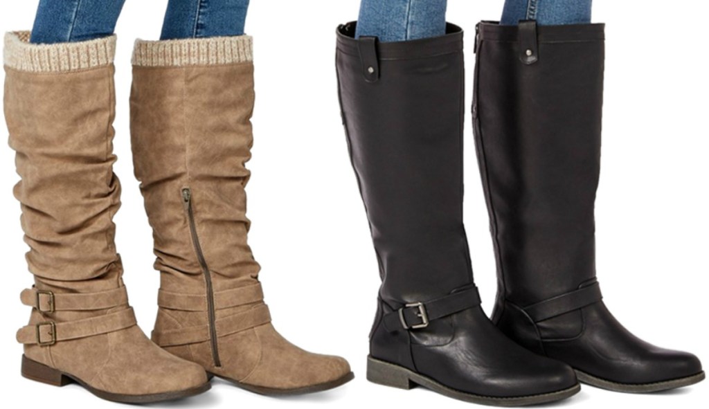 Women's riding boots in two styles and colors - tan and black