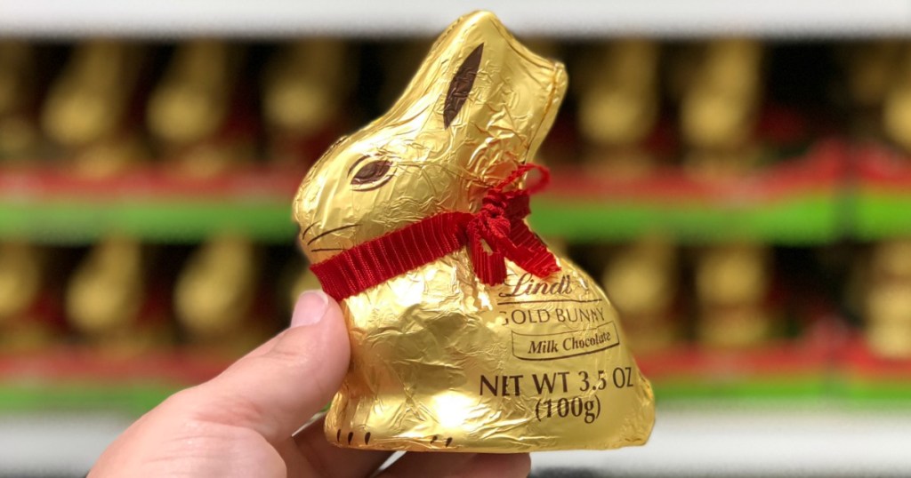 hand holding a Lindt Gold Bunny