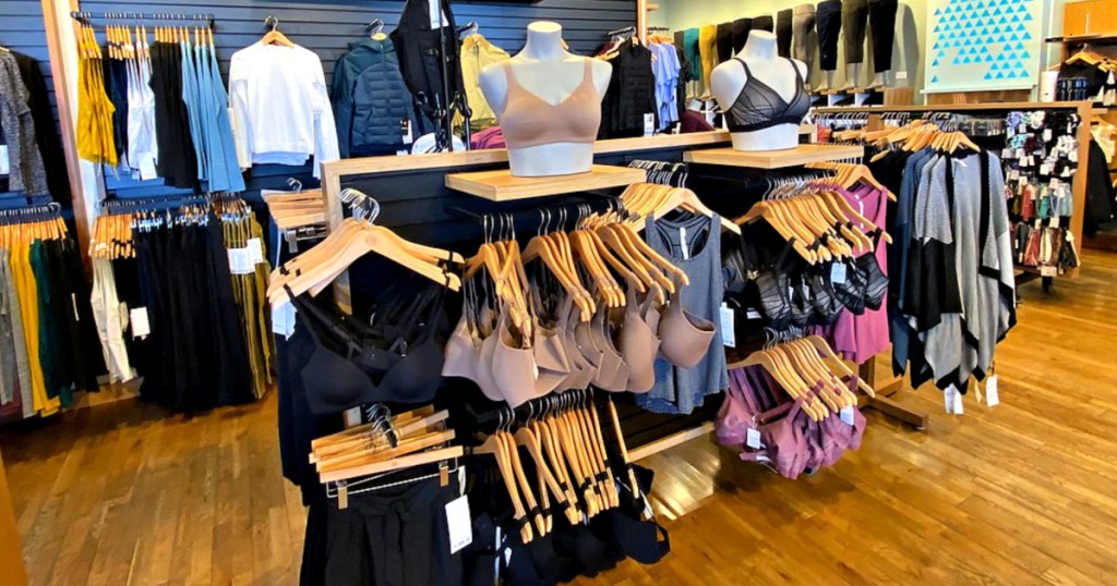 Lululemon Store with bras on hangers