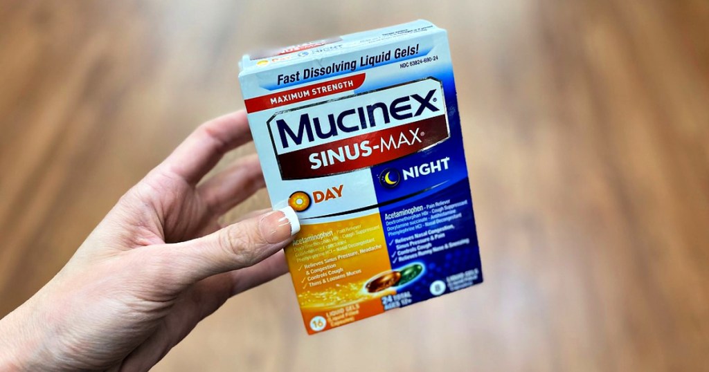 Mucinex Sinus-Max in woman's hand