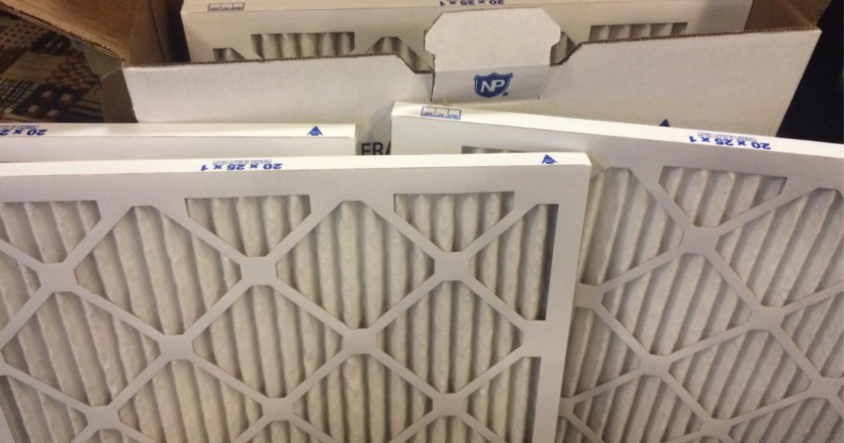 box filled with air filters and air filers resting on box