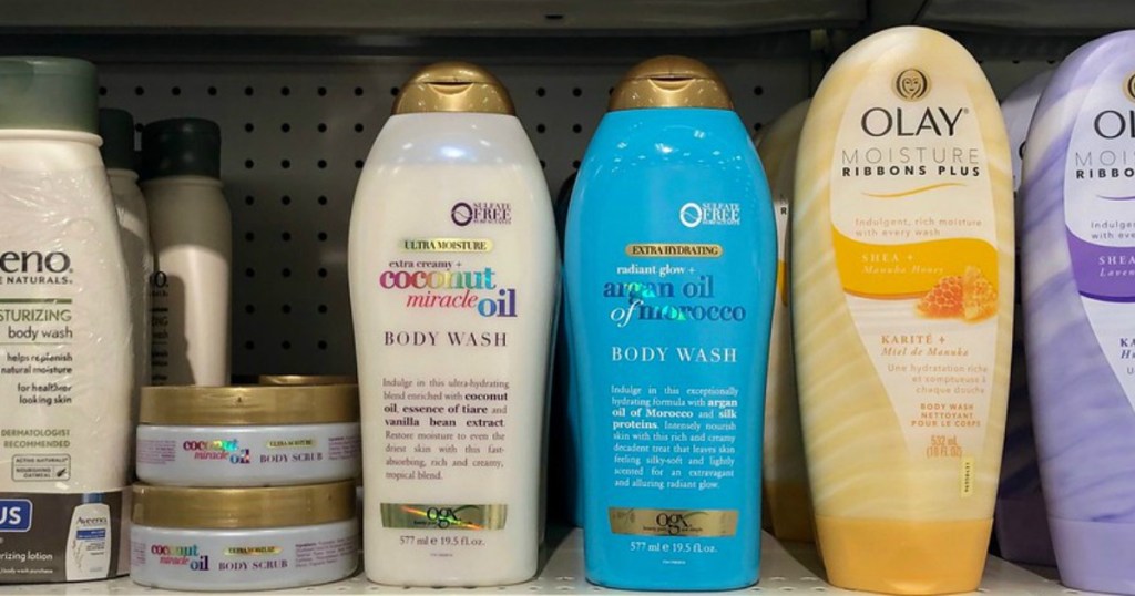 OGX Body washes on store shelf