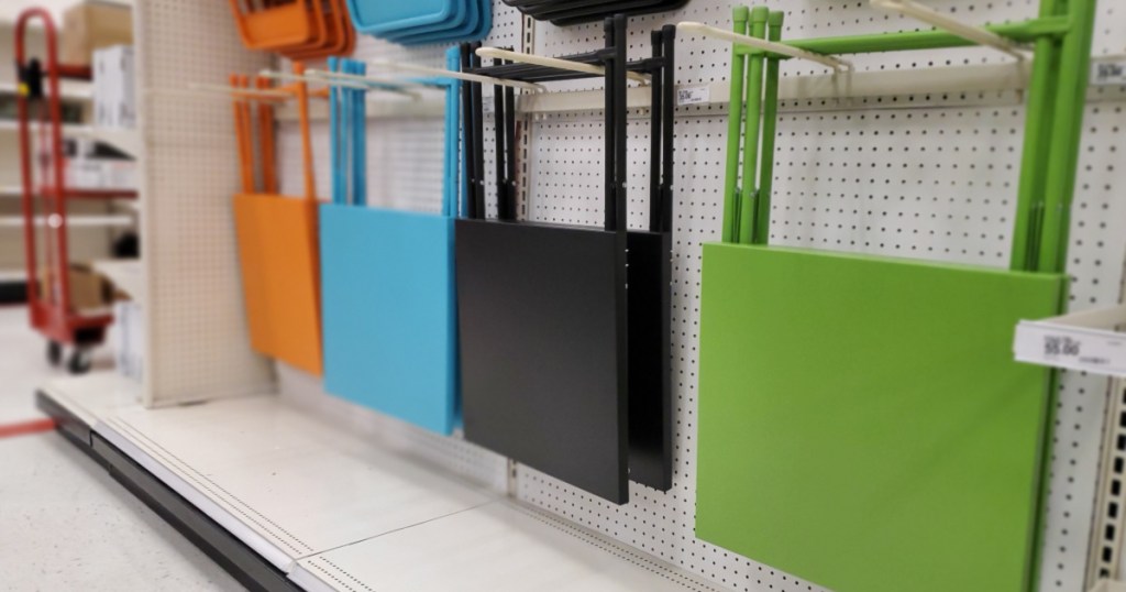 green, black, blue, and orange Room Essentials Metal Slat Folding Patio Table