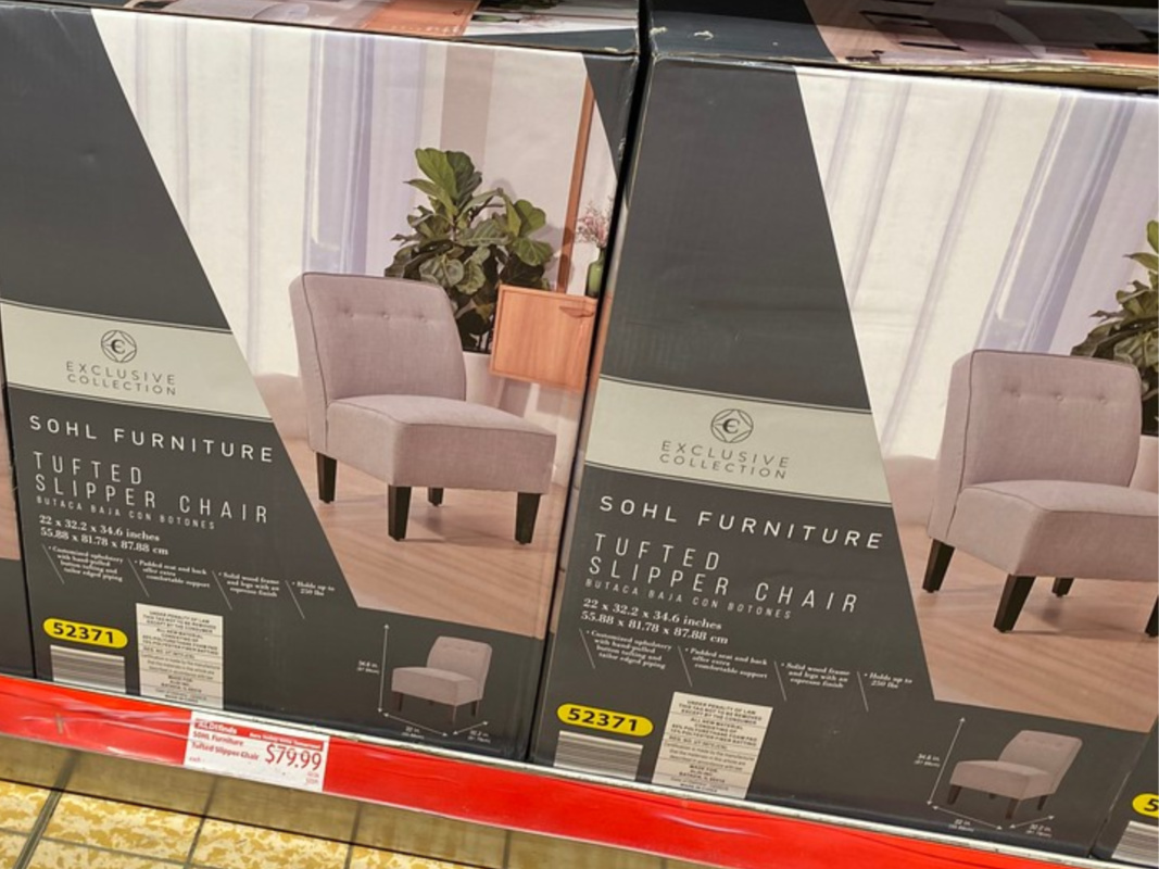 chair in box on store shelf