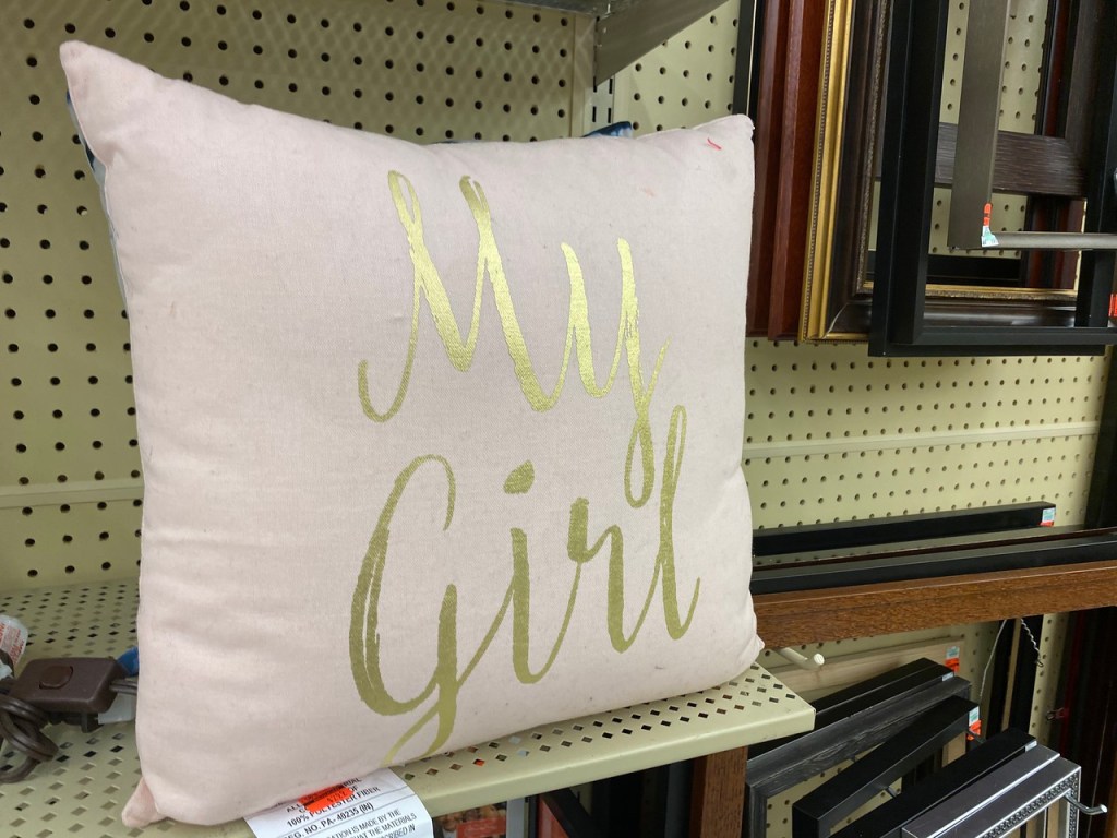 My Girl Throw Pillow on store shelf