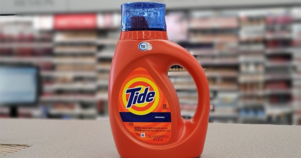 Bottle of laundry detergent