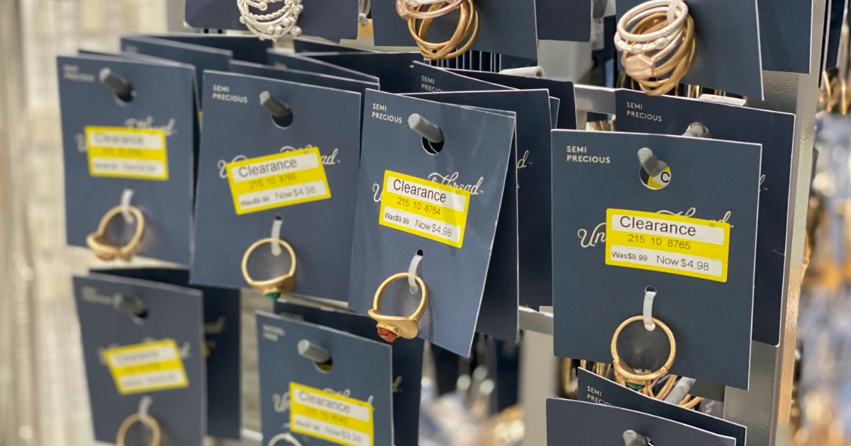 display of clearance jewelry at Target