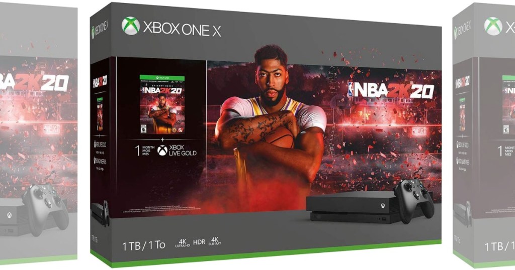Large gaming console bundle that is basketball themed in package