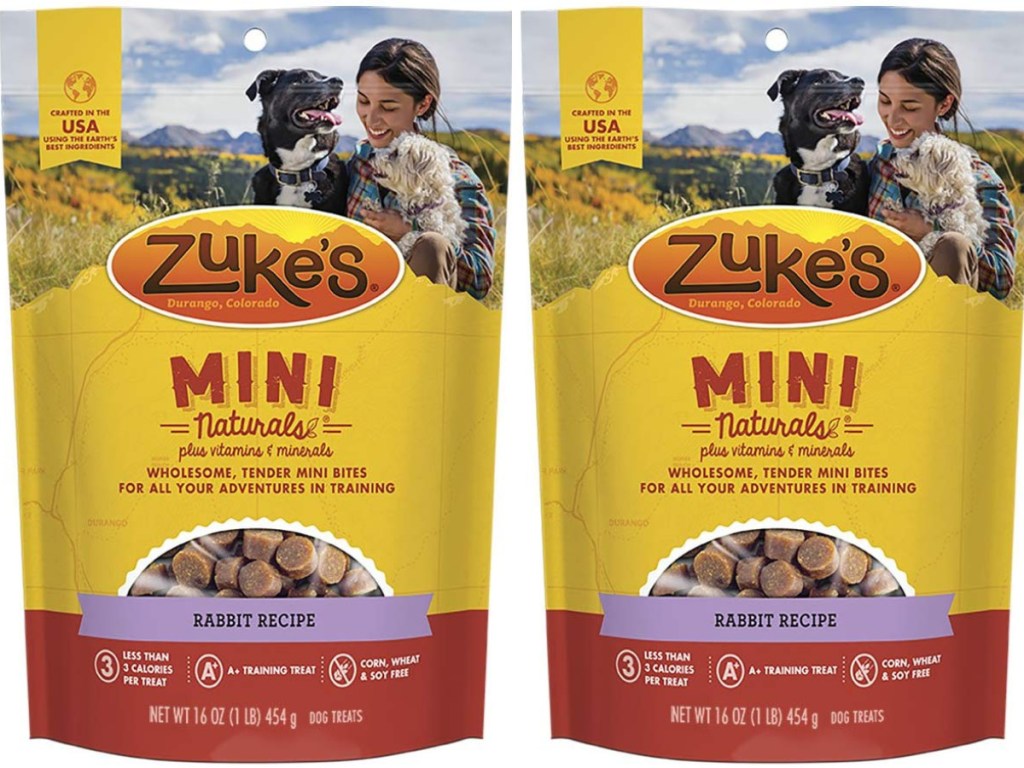 two zuke's mini naturals dog treat bags