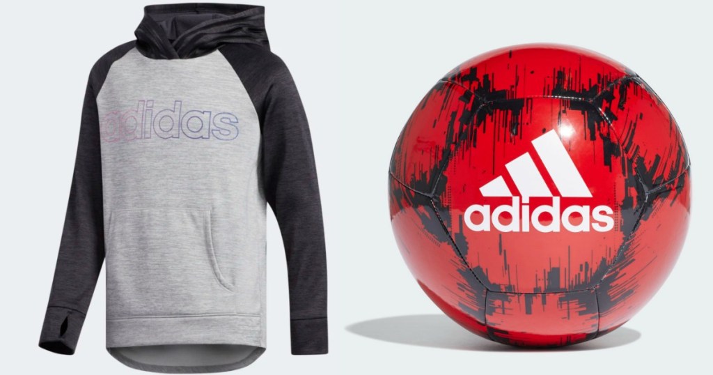 adidas kids sweatshirt and soccer ball